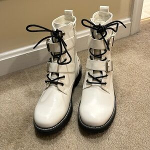 Never been worn white combat boots.